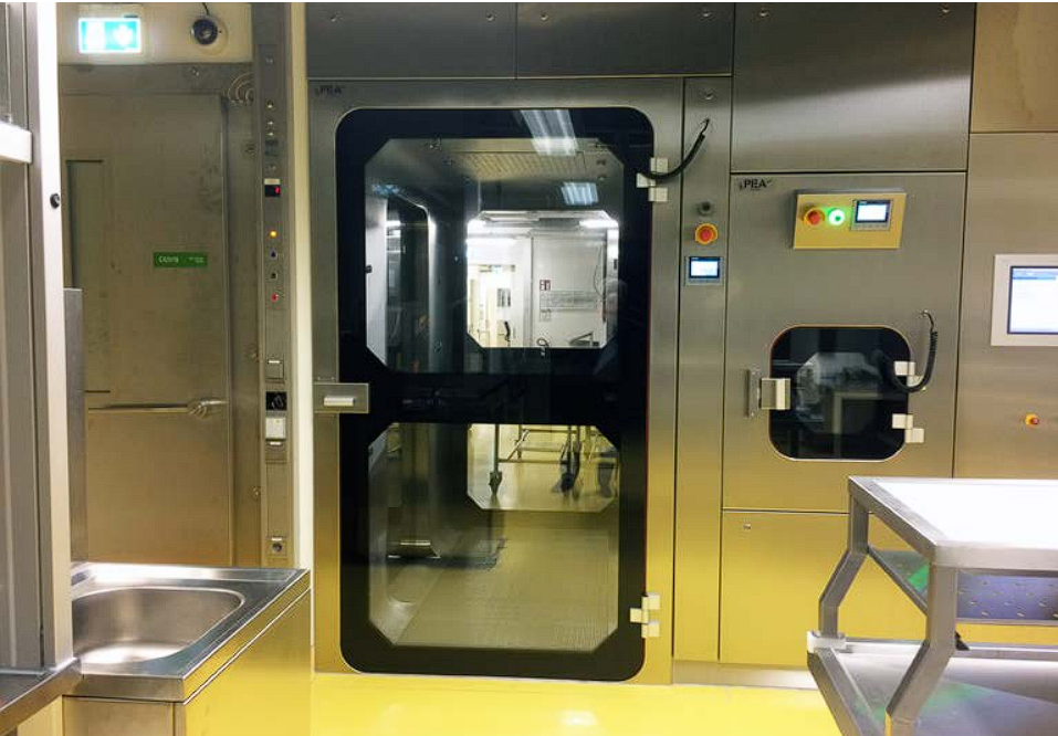 A picture of the door to the BSL-3 laboratory at Med Uni Graz