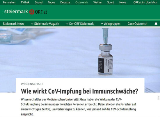 A screenshot of the German news article about the study on the website of the Austrian Public Broadcaster