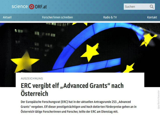 A screenshot of the news article on ORF science in German