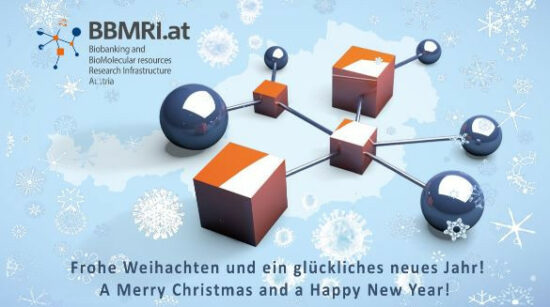 A picture of the BBMRI.at logo and Christmas wishes in German and English