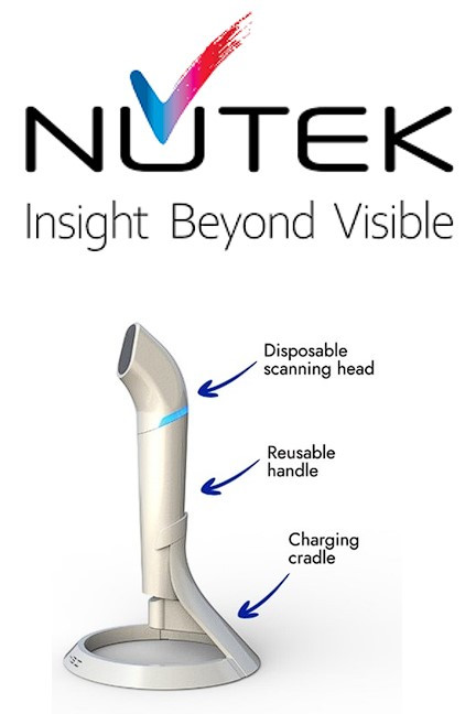 The picture shows the logo of NUTEK Medtech company above a model of their product 